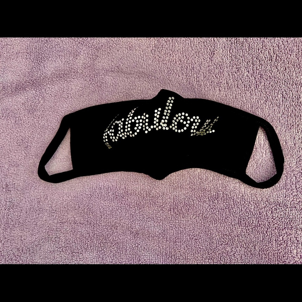 Beautiful cloth mask  for women , fox’s , with sparkly designer name (fabulous )